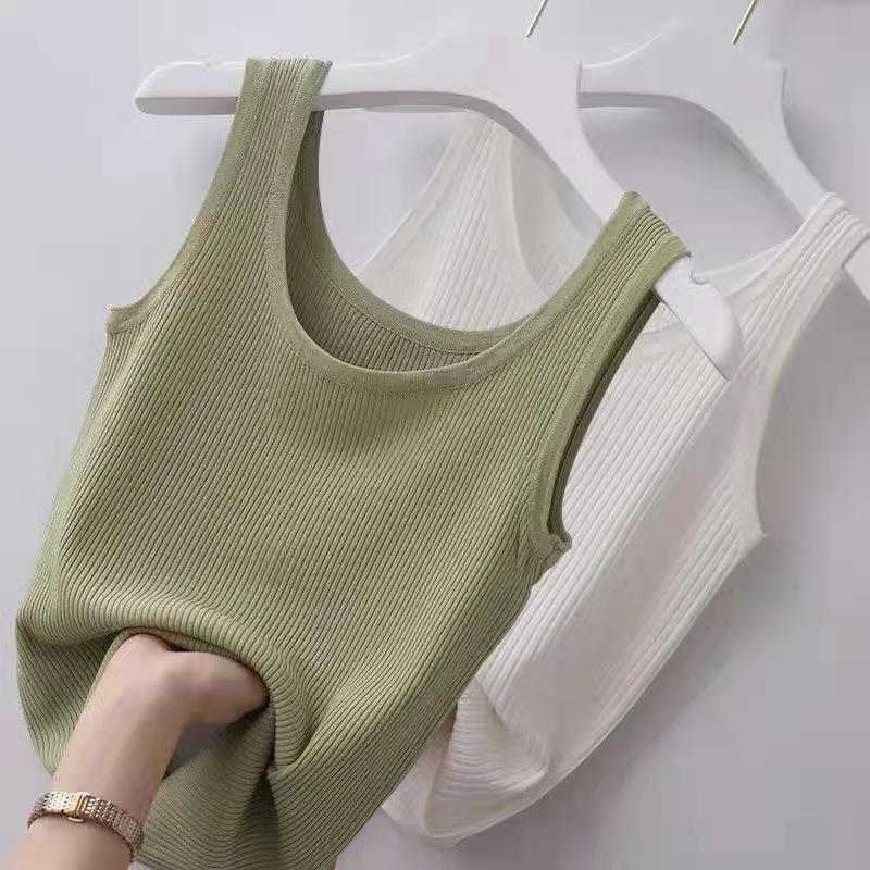 Tank Top Ribbed - Damen Geripptes Ärmelloses Tanktop mit U-Ausschnitt,