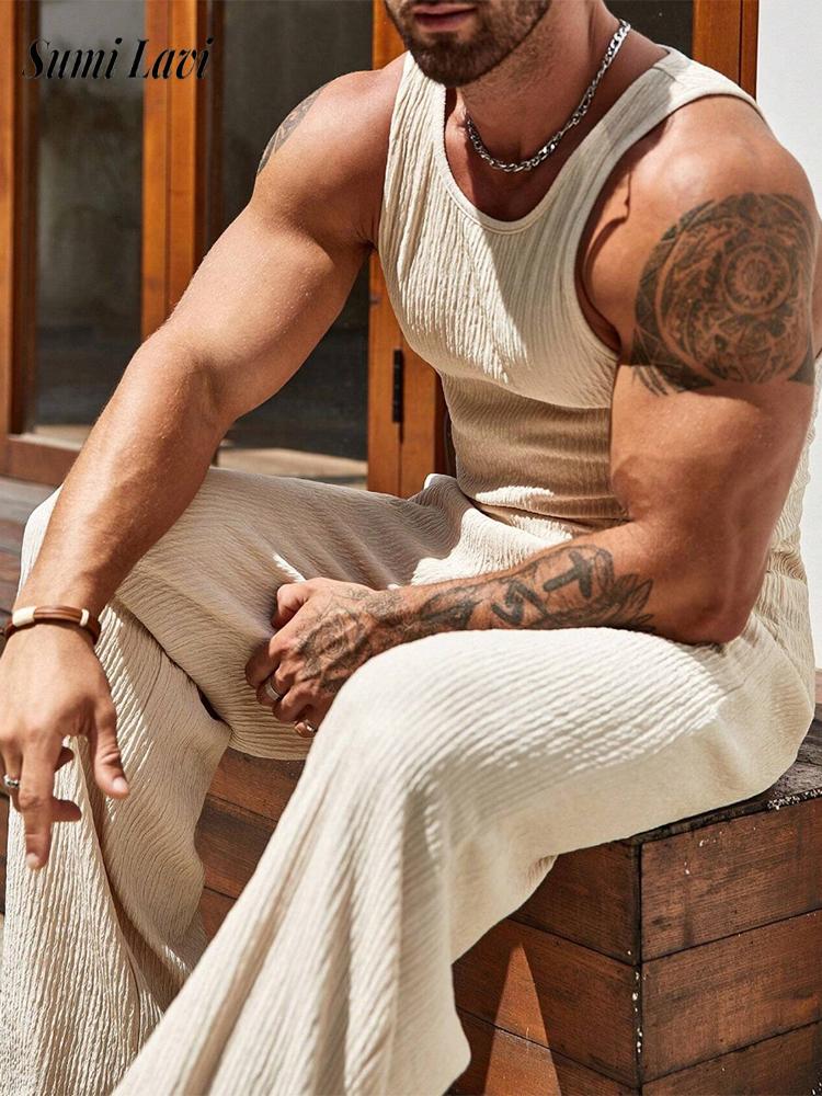 Tank Top Ribbed - Sporttraining Herren gerippte Trainingsanzüge 2025, Sommermode,