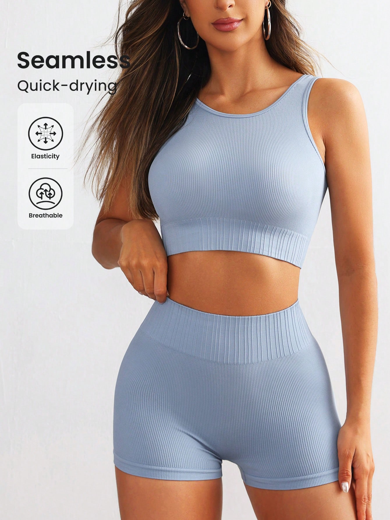 Tank Top Ribbed - Nahtloses geripptes Yoga-Set für Damen, ärmelloses